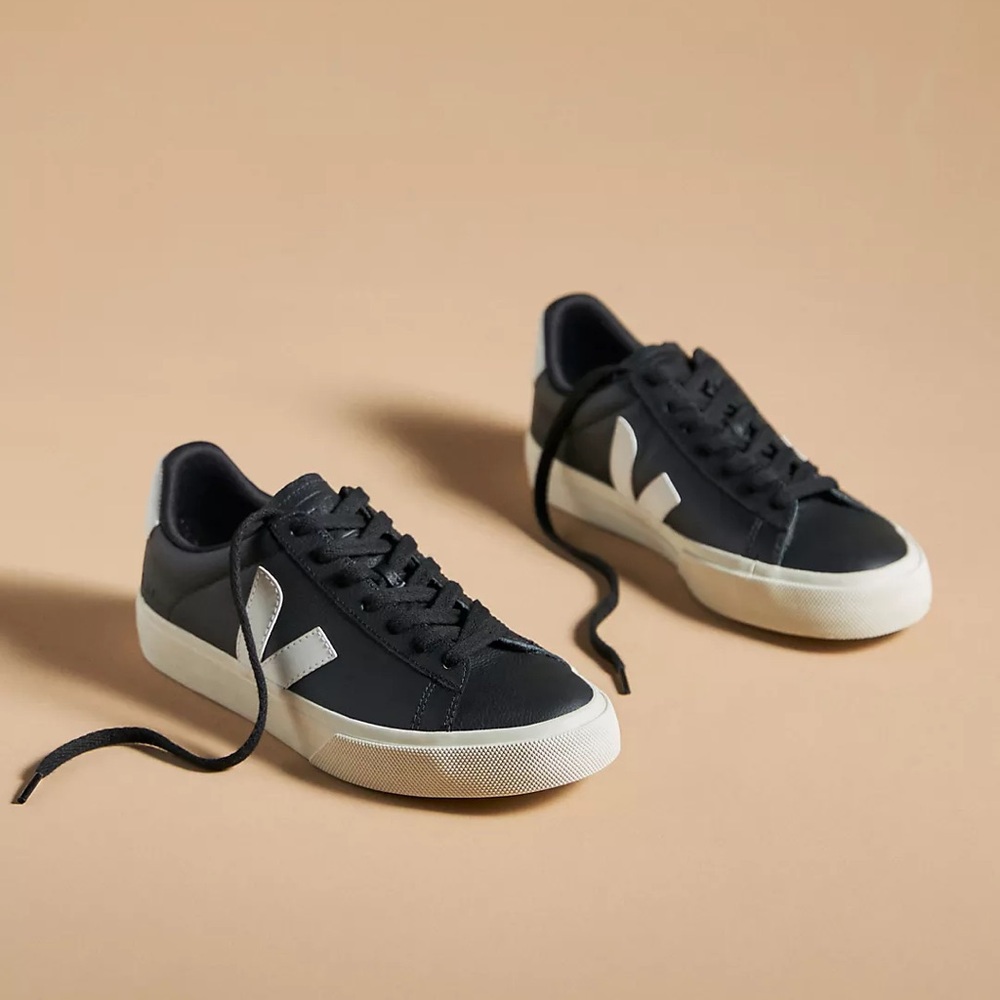 VEJA CAMPO LEATHER BLACK AND WHITE SNEAKERS 37 6 - Picture 2 of 11